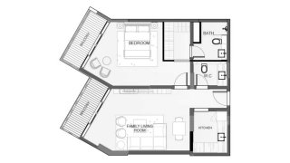 Apartment floor plan, 1 bedroom in Playa Viva No. 11007