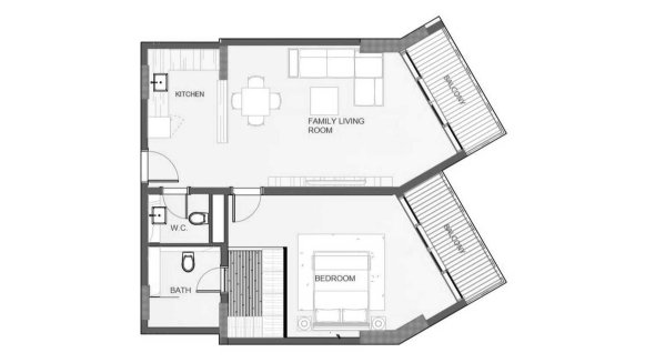 Apartment floor plan, 1 bedroom in Playa Viva No. 11010 (2D)