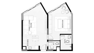 Apartment floor plan, 1 bedroom in Playa Viva No. 11011