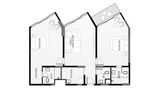 Apartment floor plan, 2 bedrooms in Playa Viva No. 11012