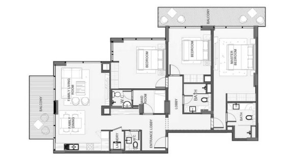 Apartment floor plan, 3 bedrooms in Playa Viva No. 11014 (2D)