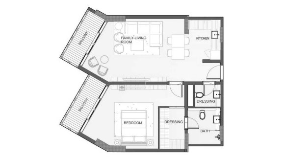 Apartment floor plan, 1 bedroom in Playa Viva No. 11009 (2D)
