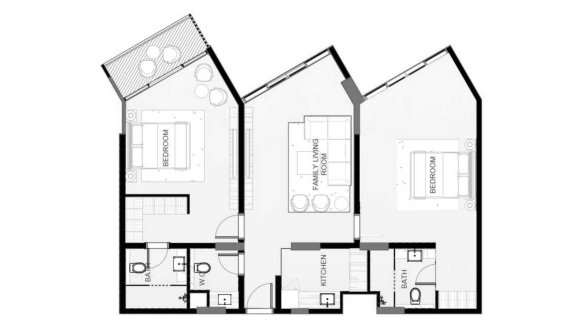 Apartment floor plan, 2 bedrooms in Playa Viva No. 11013 (2D)